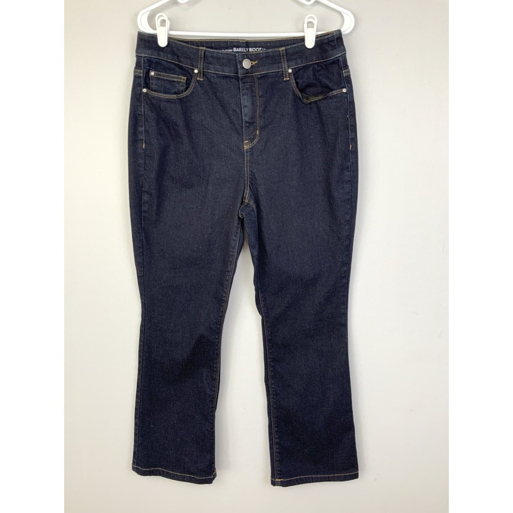 Chicos Sz 1 Short/8 Platinum Barely Boot Bootcut Dark Wash Denim Blue Jeans